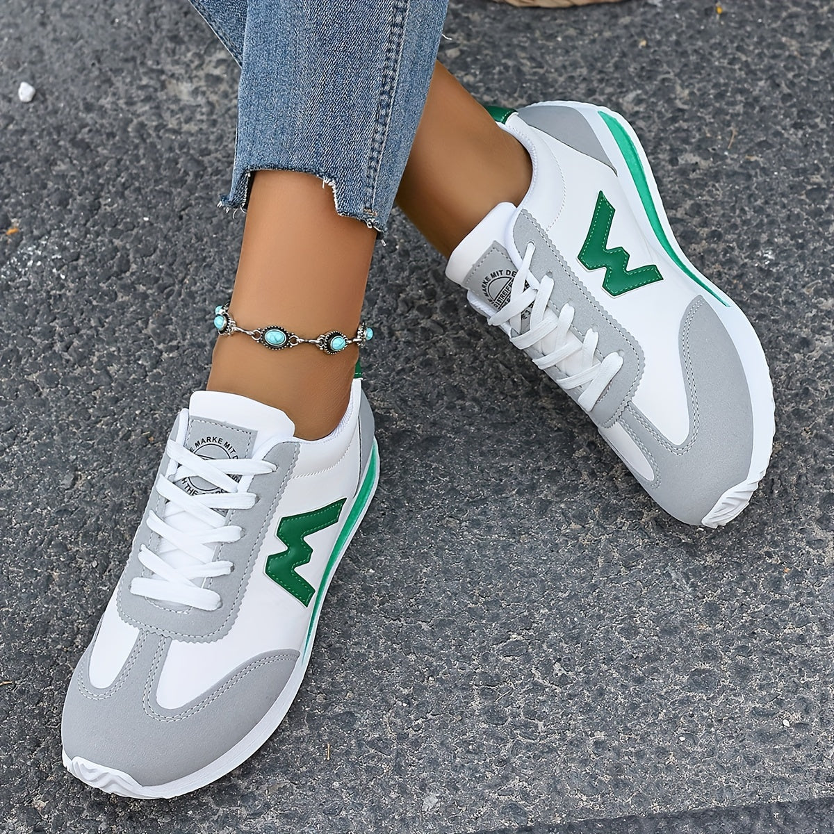 Dames Sneakers - Suède Accenten - Comfortabel - Anti-Slip Zool - Vetersluiting