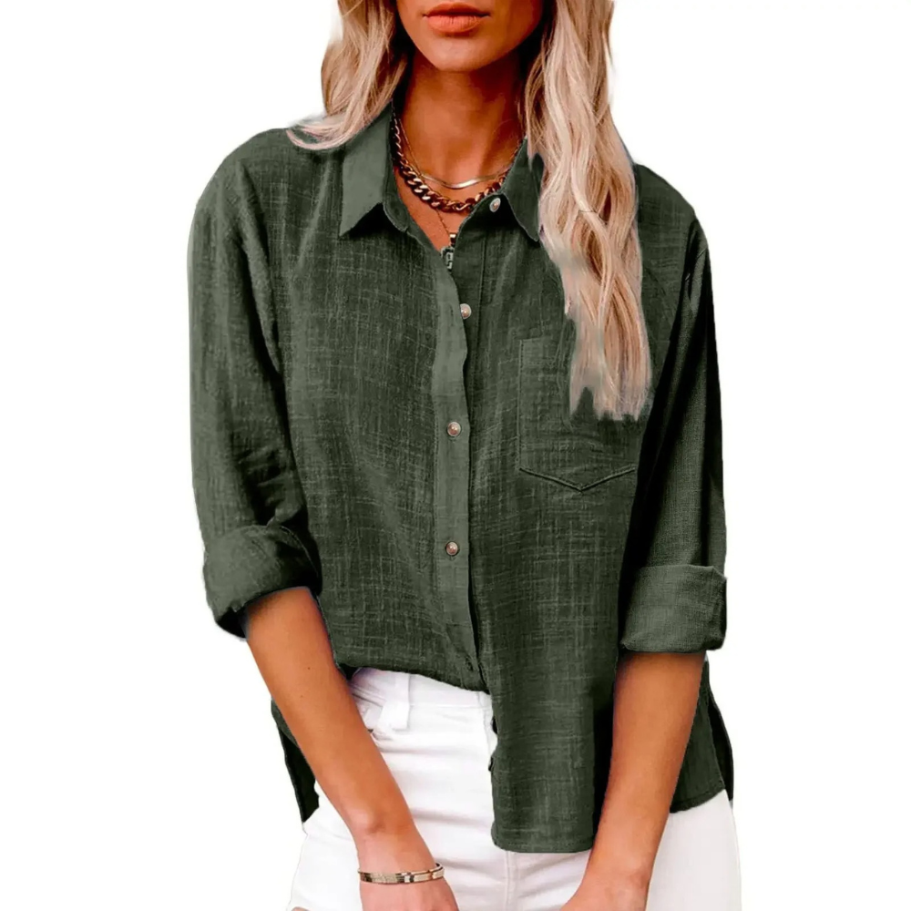 Elvira - Casual blouse met lange mouwen - Ademend katoen - Vrouwelijke pasvorm