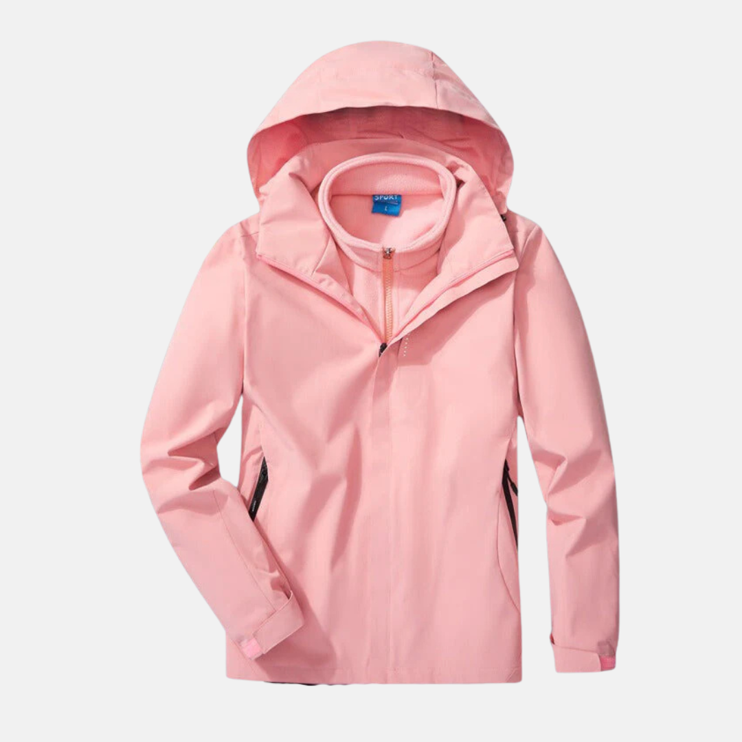 Women's Outdoor Jacket – 3-in-1 Design – Removable Fleece Lining – Adjustable Hood