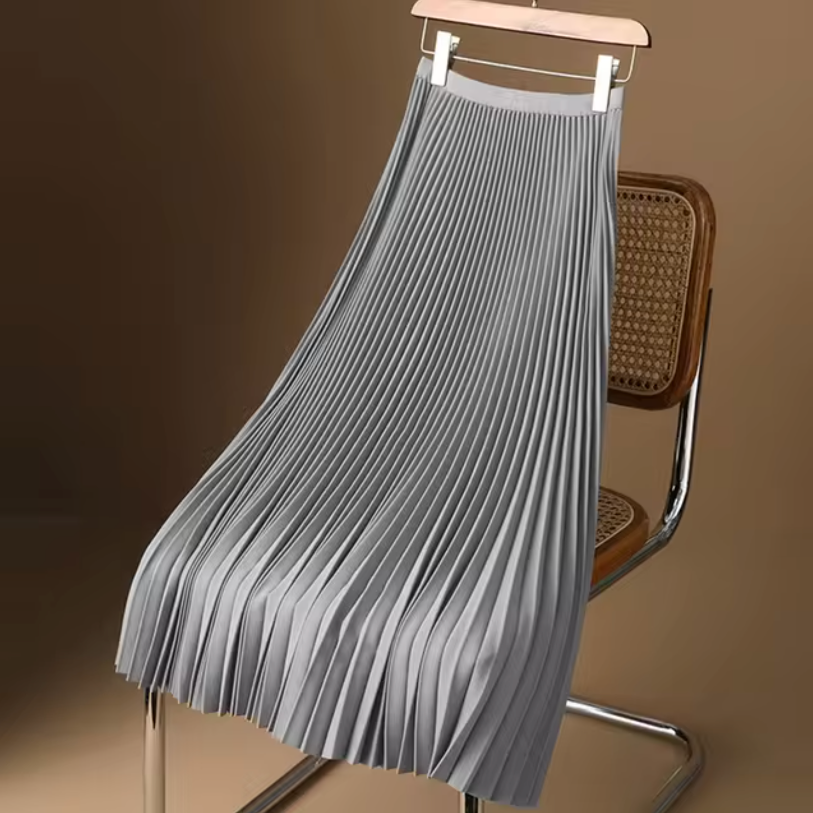 Ladies Midi Skirt - A-line Pleated - Elegant Drape - Comfortable Waistband