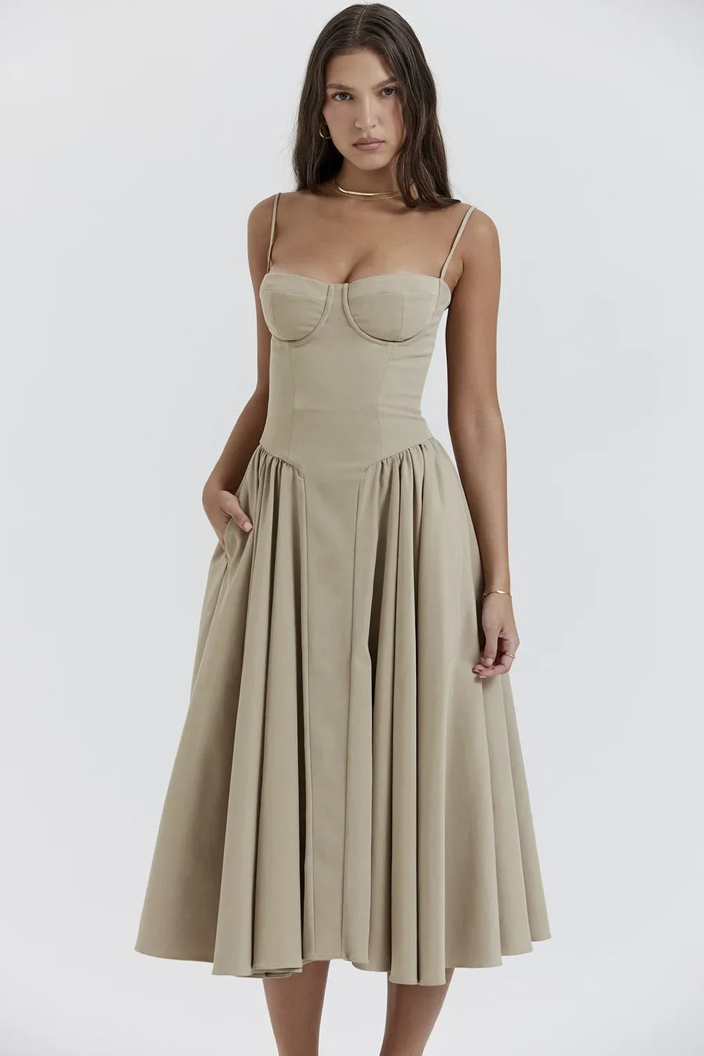 TULUM | Chic Mouwloze Midi Zomerkleed Met Corset Pasvorm