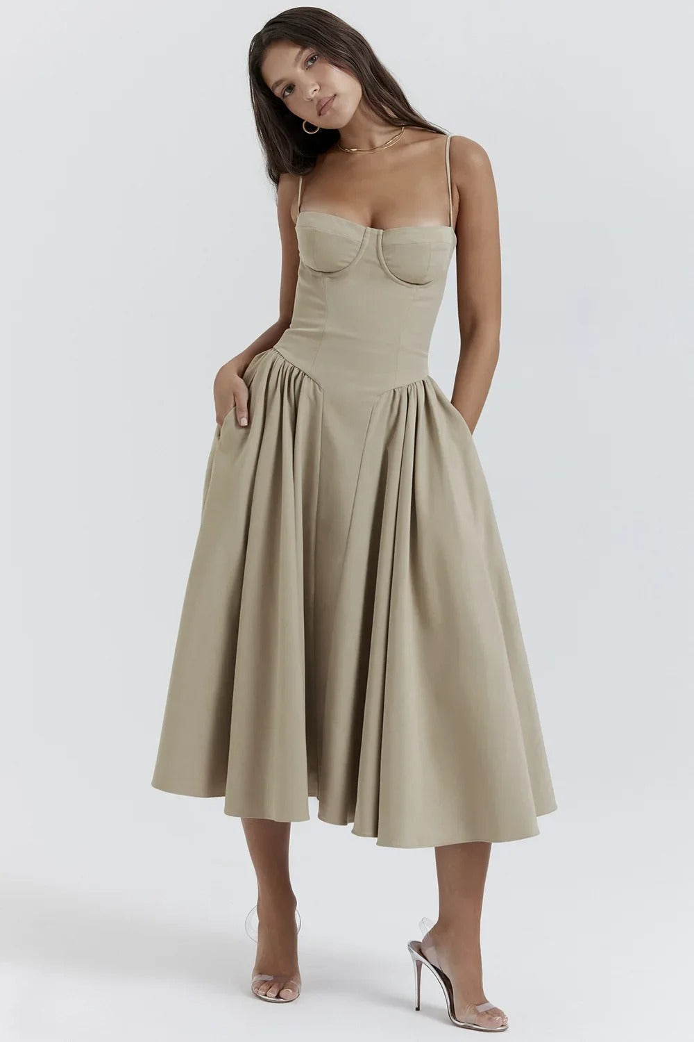 TULUM | Chic Mouwloze Midi Zomerkleed Met Corset Pasvorm