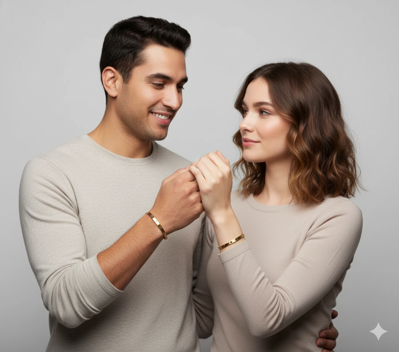 Unisex Bracelet - Stainless Steel Bangle - Polished Finish - Screw Lock Design