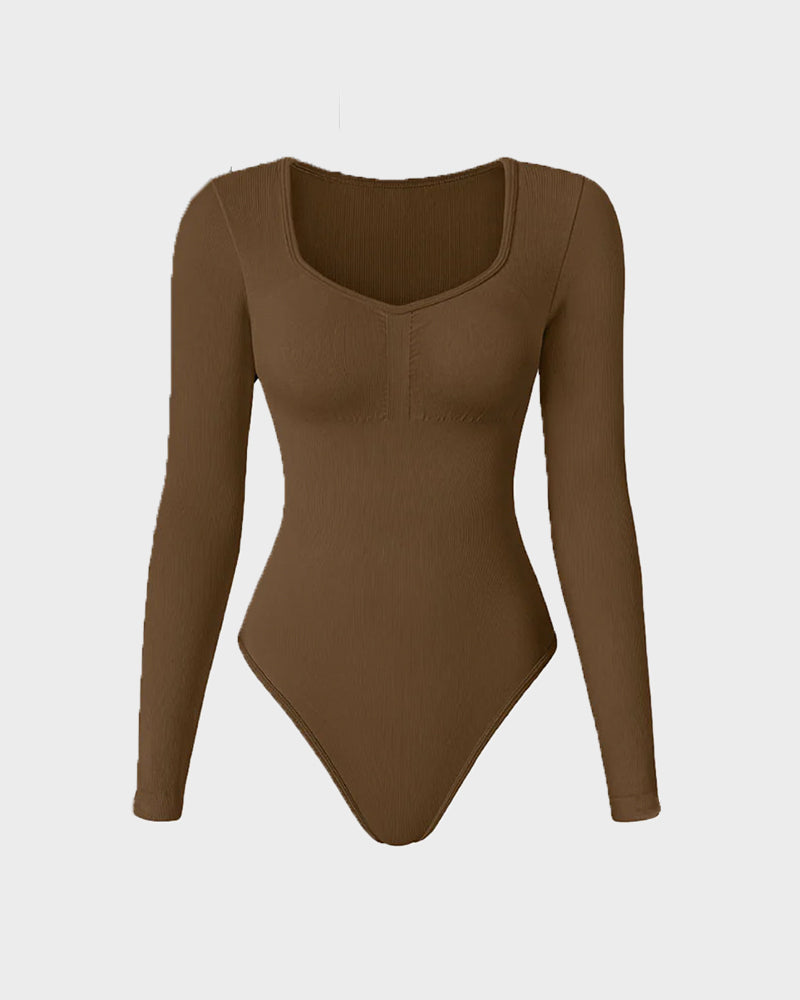 Dames Bodysuit – V-Hals – Lange Mouw – Slim Fit – Elastisch en Comfortabel