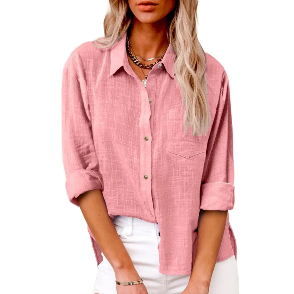 Elvira - Casual blouse met lange mouwen - Ademend katoen - Vrouwelijke pasvorm
