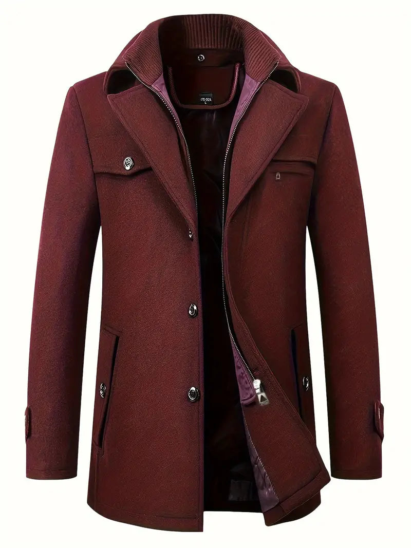 Heren Trenchcoat - Klassieke Reverskraag - Knoopsluiting met Rits - Flapzakken