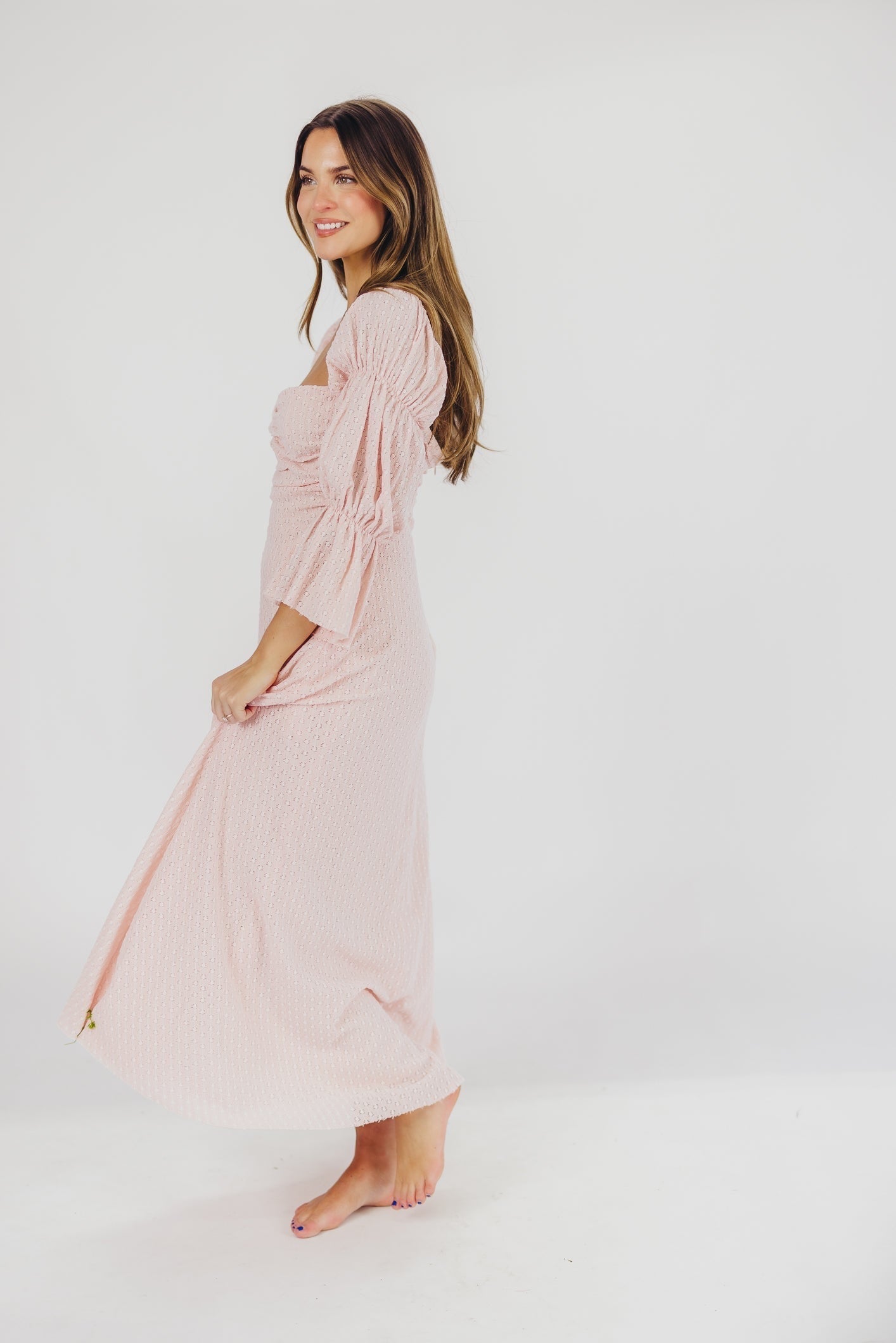 Maisie | Maxi Jurk met Ruches en Open Rug