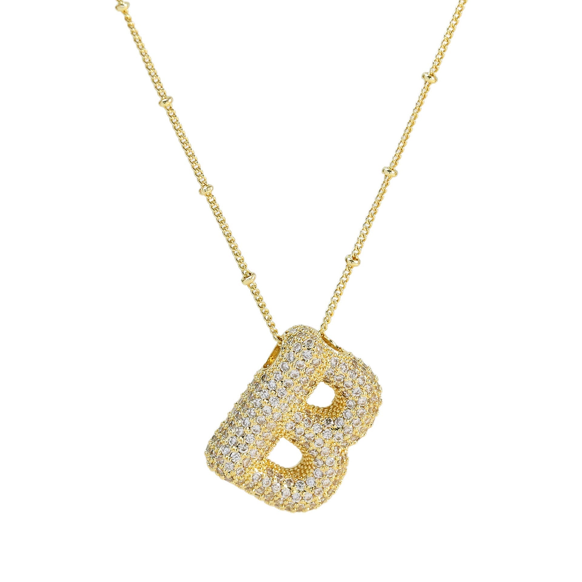 Diamond Bubble Initial Necklace