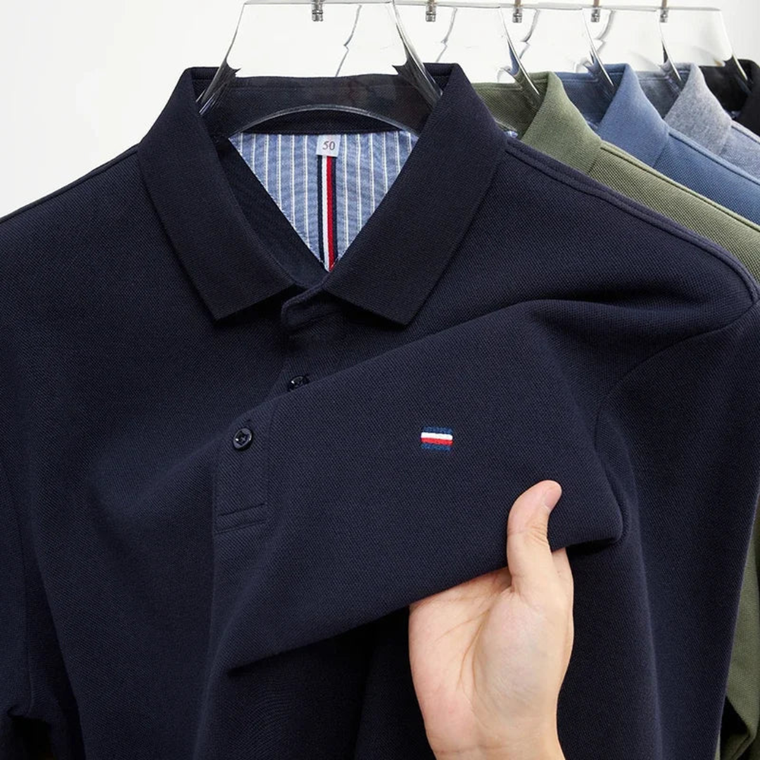 Men's Polo Shirt - Long Sleeves with Embroidery, Comfortable and Breathable