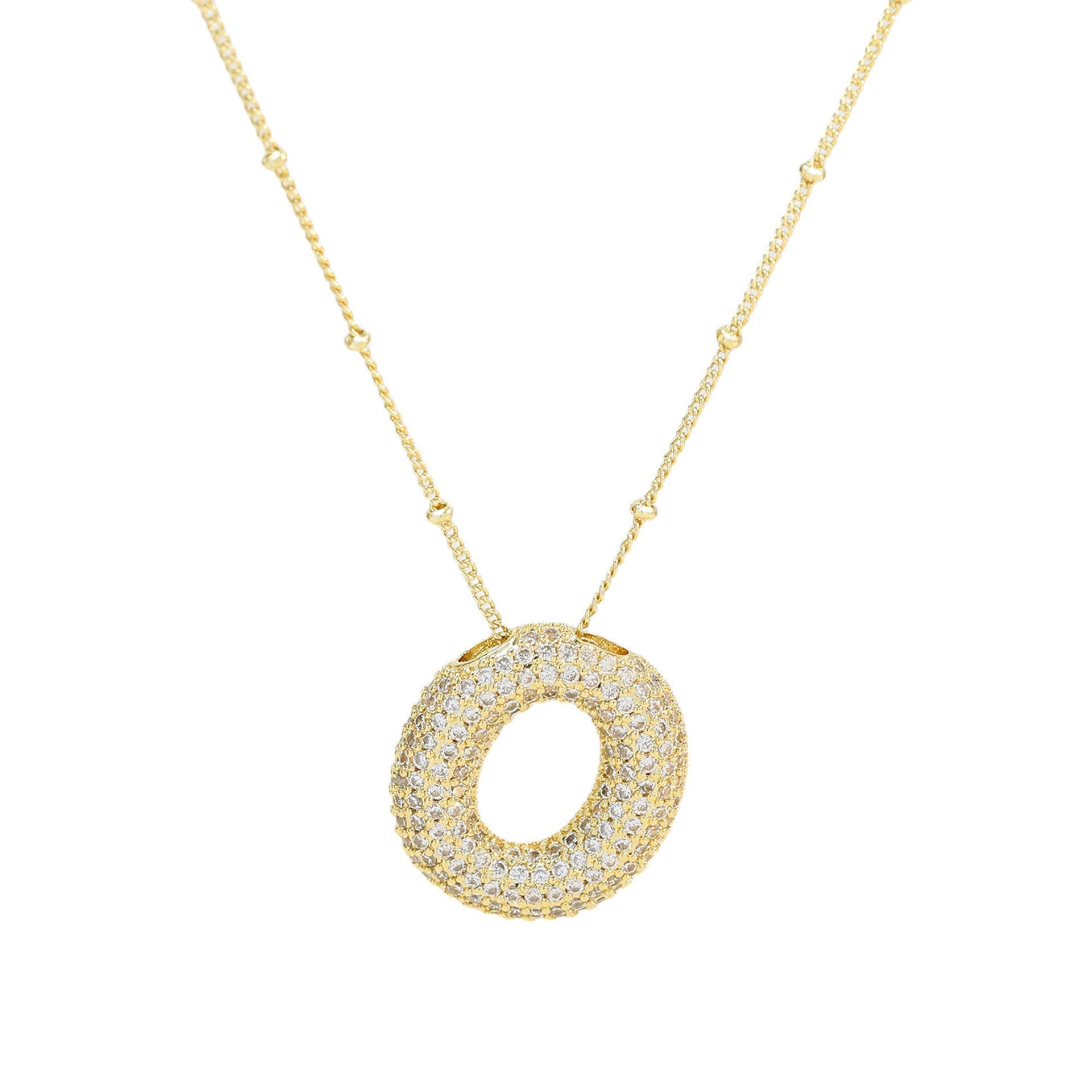 Diamond Bubble Initial Necklace