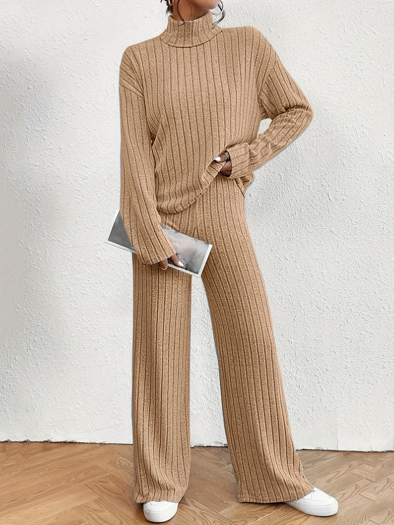 Maja – Comfortabele Set met Turtleneck Bovenkant en Flared Broek voor Dames