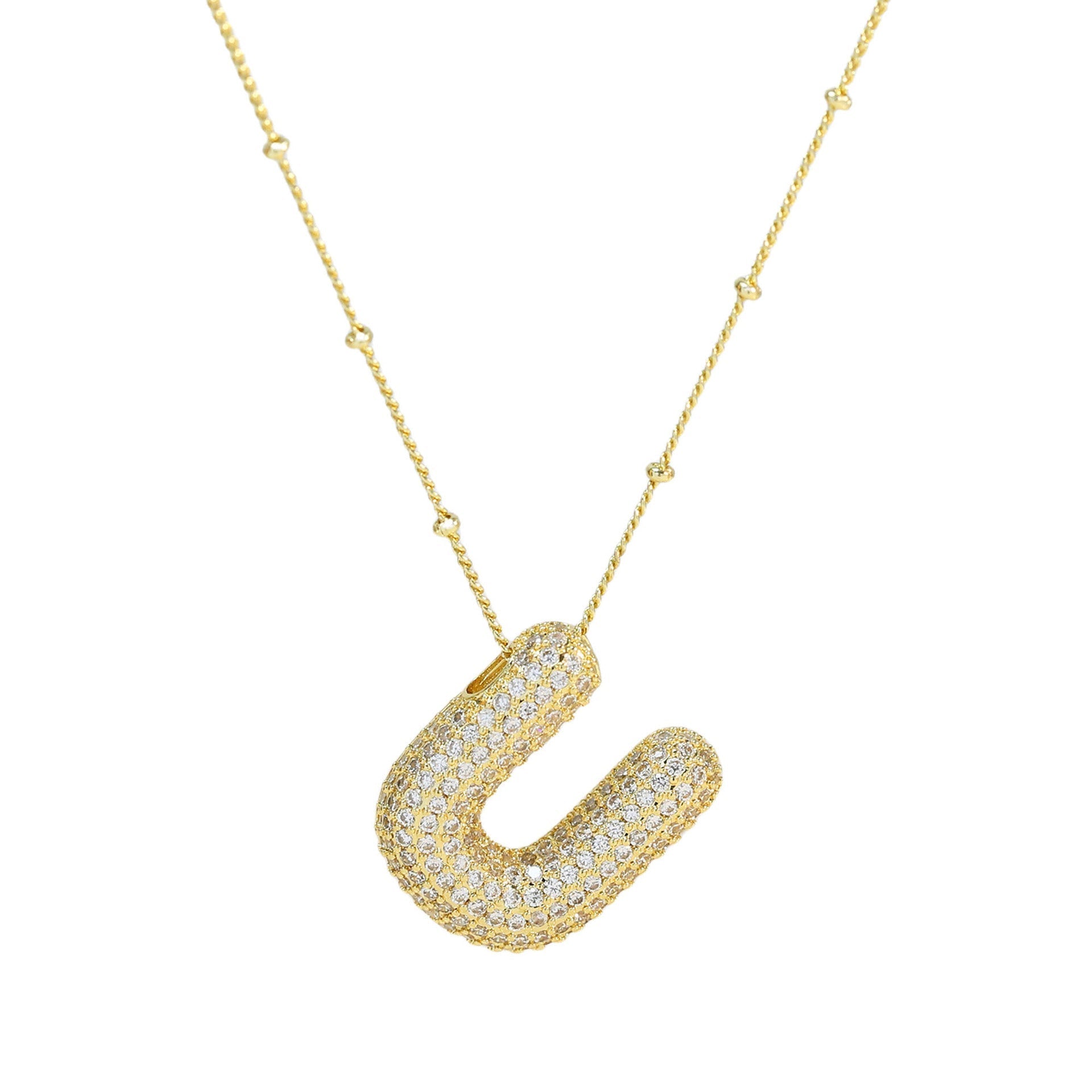 Diamond Bubble Initial Necklace