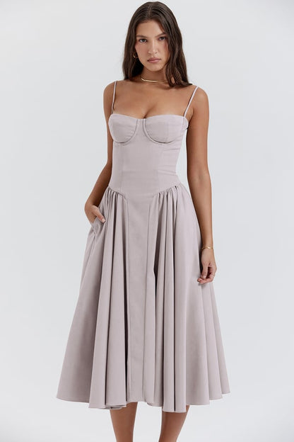 TULUM | Chic Mouwloze Midi Zomerkleed Met Corset Pasvorm