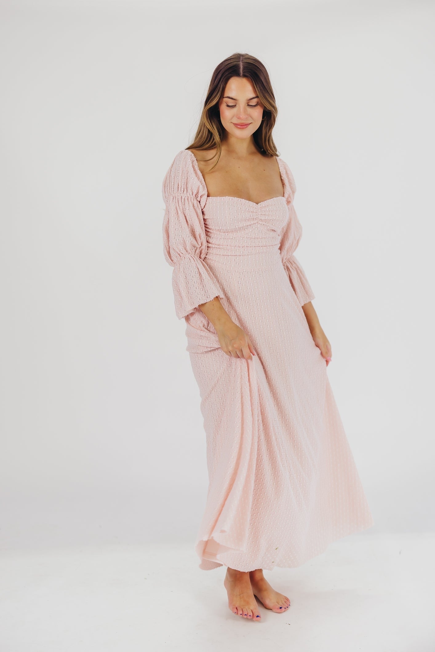 Maisie | Maxi Jurk met Ruches en Open Rug