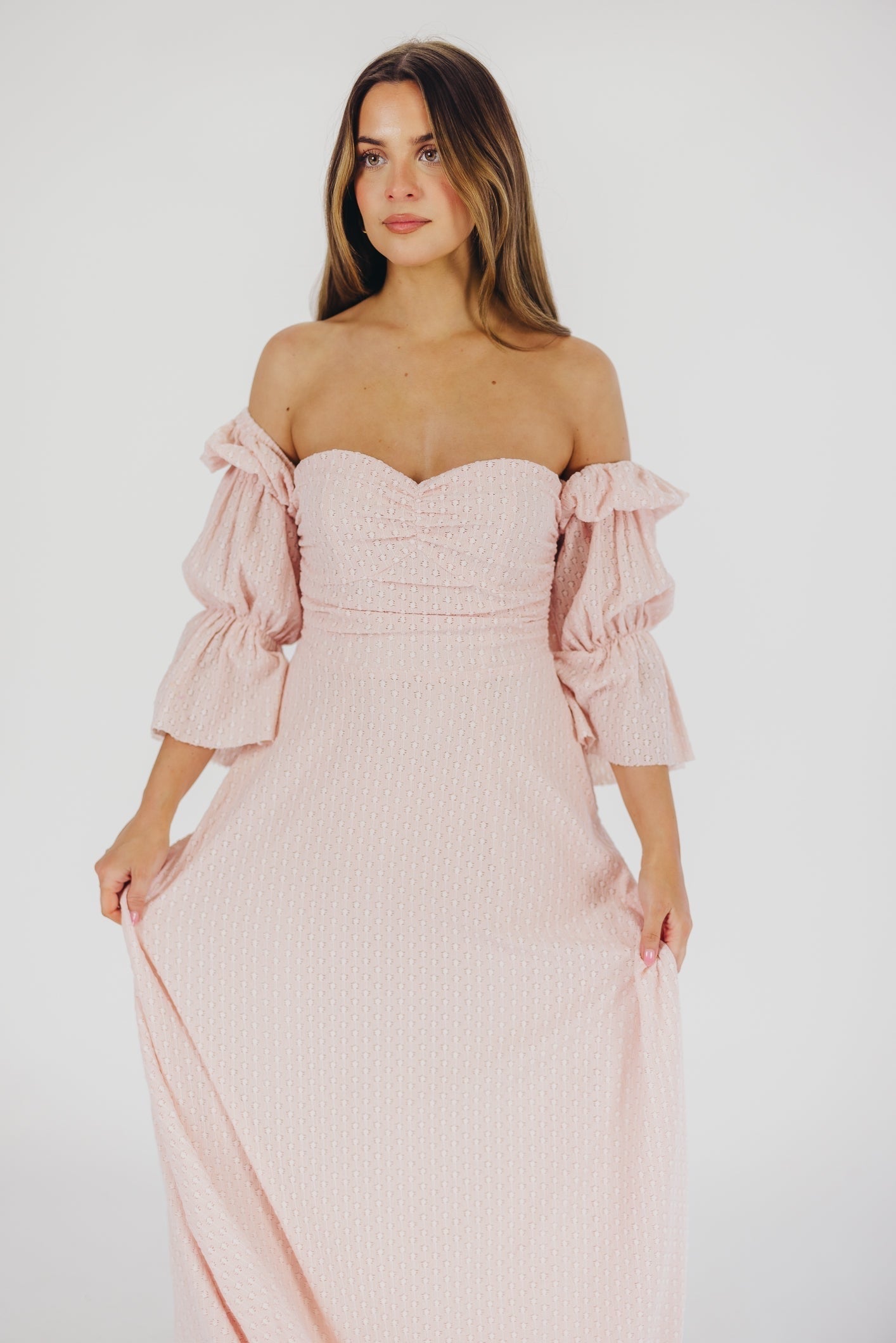 Maisie | Maxi Jurk met Ruches en Open Rug