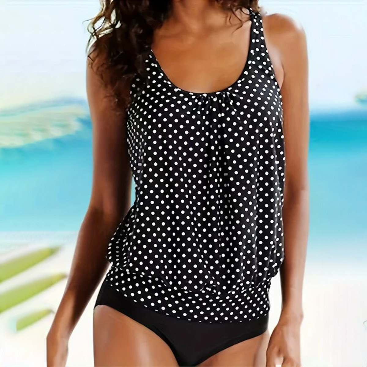 Fenella | Sleeveless Swimsuit with Polka Dot Print