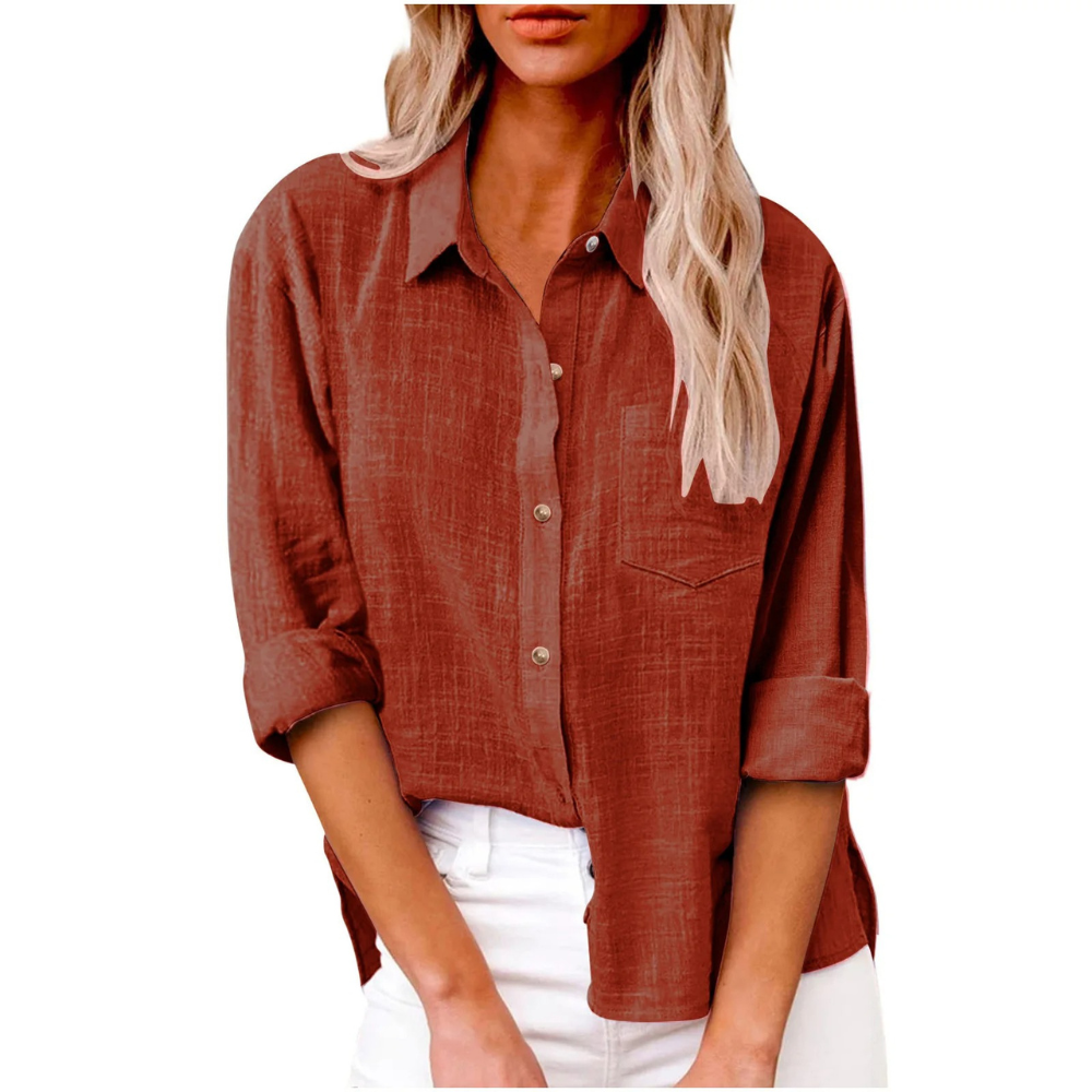 Elvira - Casual blouse met lange mouwen - Ademend katoen - Vrouwelijke pasvorm