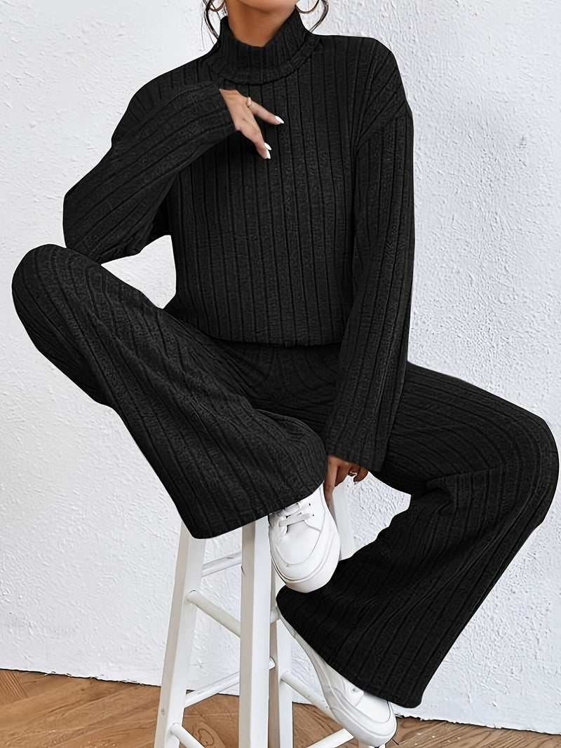 Maja – Comfortabele Set met Turtleneck Bovenkant en Flared Broek voor Dames