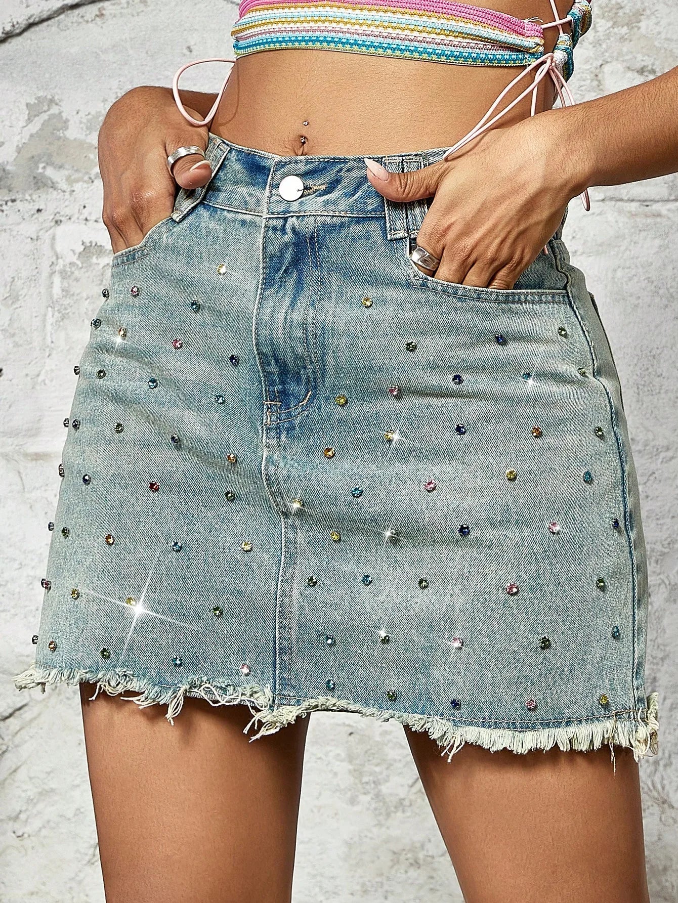 Denim mini rok