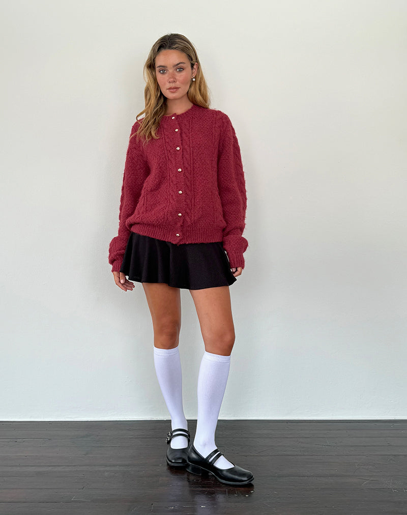 Rosina - Warme gebreide cardigan met parelknopen