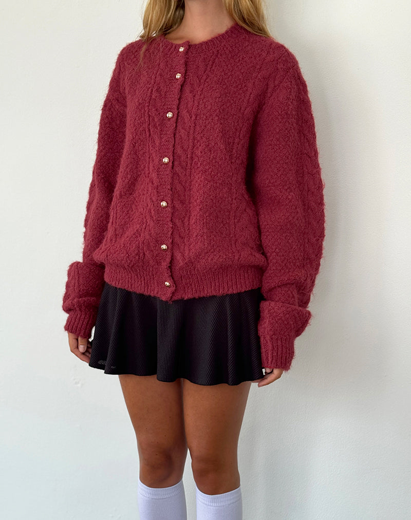 Rosina - Warme gebreide cardigan met parelknopen