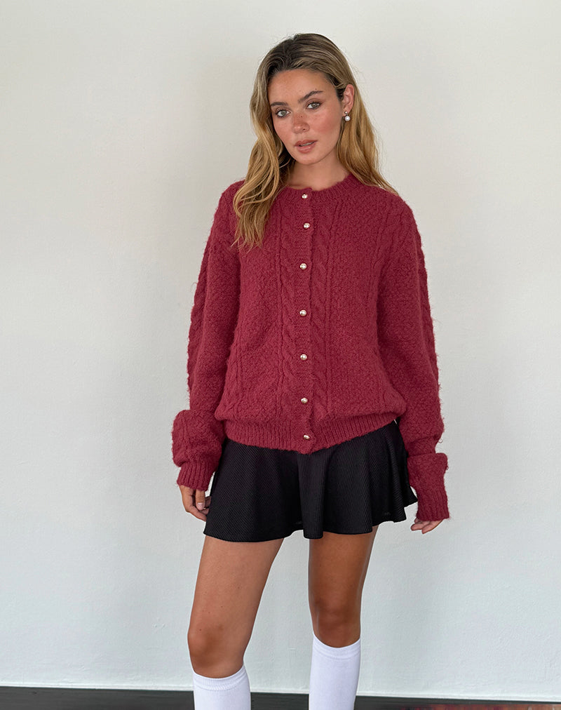 Rosina - Warme gebreide cardigan met parelknopen