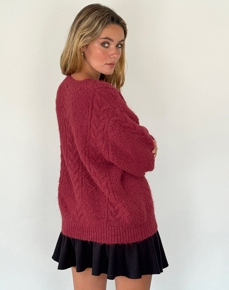 Rosina - Warme gebreide cardigan met parelknopen