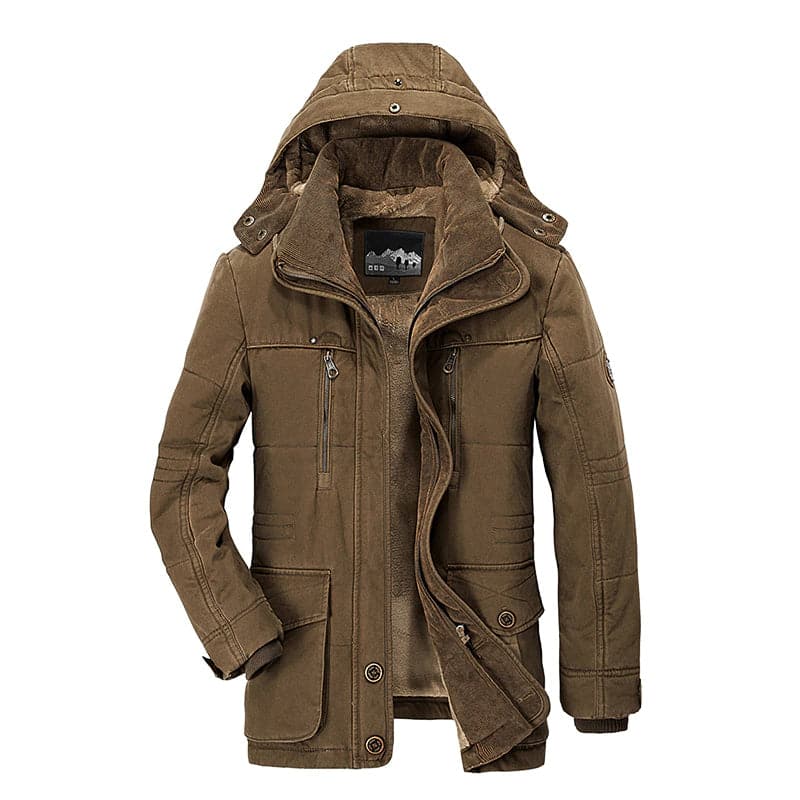 Men's Jacket – Structured Fit – Lined Hood – Side Pockets with Buttons