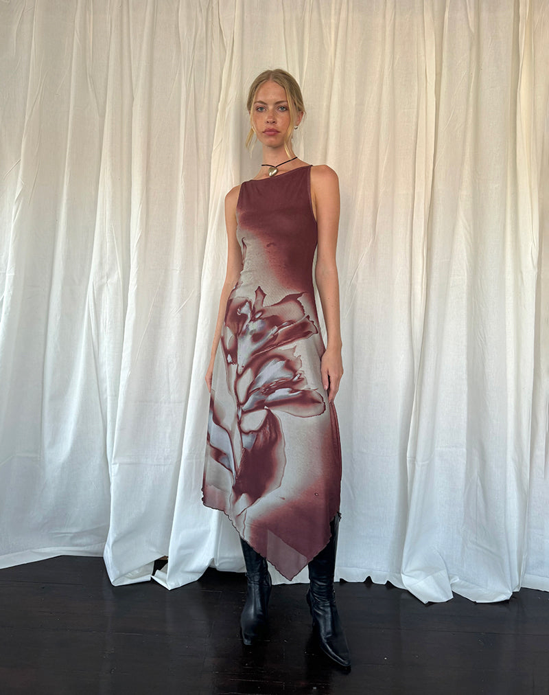 Sorelle - Elegante midi-jurk met kunstzinnige print