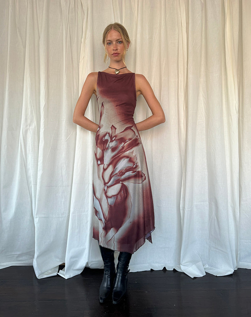 Sorelle - Elegante midi-jurk met kunstzinnige print