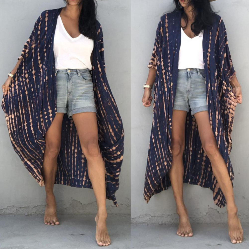 Dames Kimono Cover-Up - Luchtige Pasvorm - Tie-Dye Design - Open Voorzijde