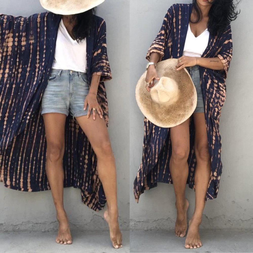 Dames Kimono Cover-Up - Luchtige Pasvorm - Tie-Dye Design - Open Voorzijde