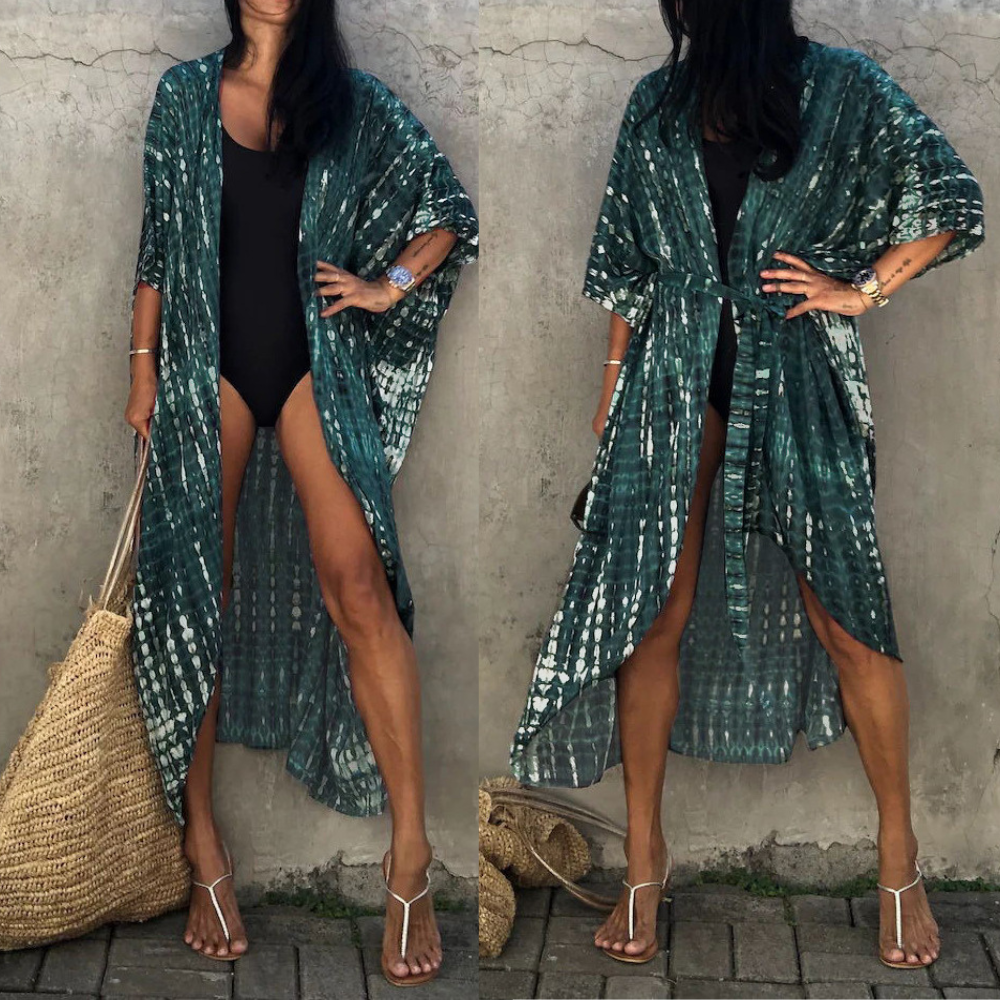 Dames Kimono Cover-Up - Luchtige Pasvorm - Tie-Dye Design - Open Voorzijde