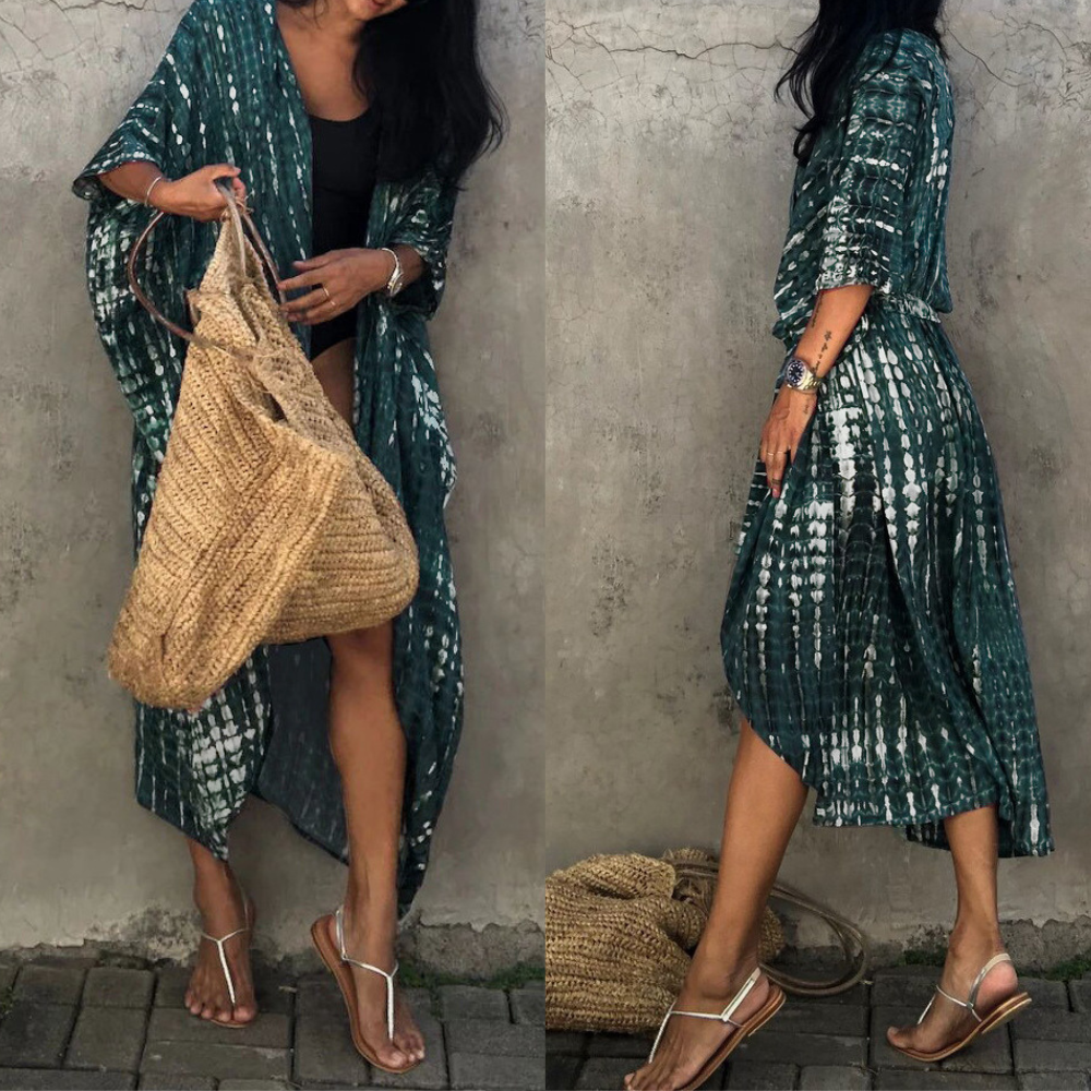 Dames Kimono Cover-Up - Luchtige Pasvorm - Tie-Dye Design - Open Voorzijde