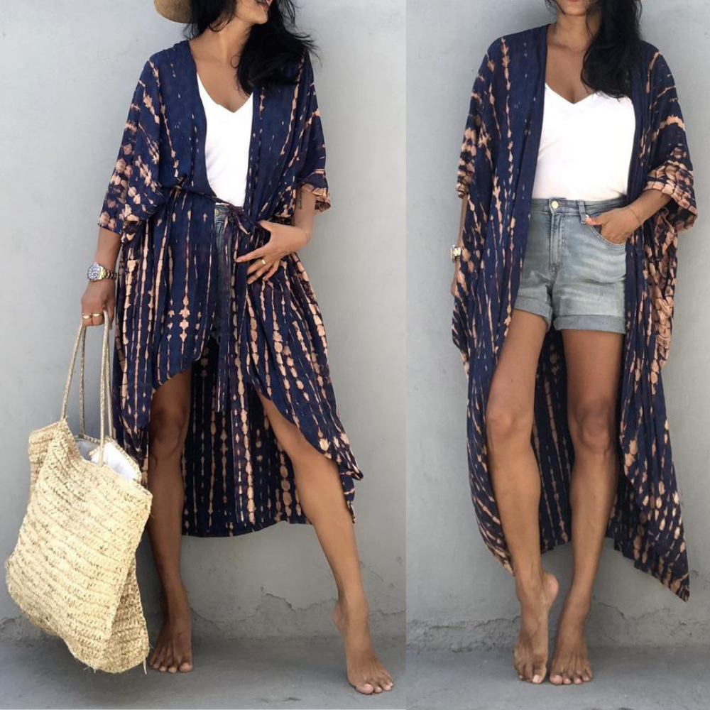 Dames Kimono Cover-Up - Luchtige Pasvorm - Tie-Dye Design - Open Voorzijde