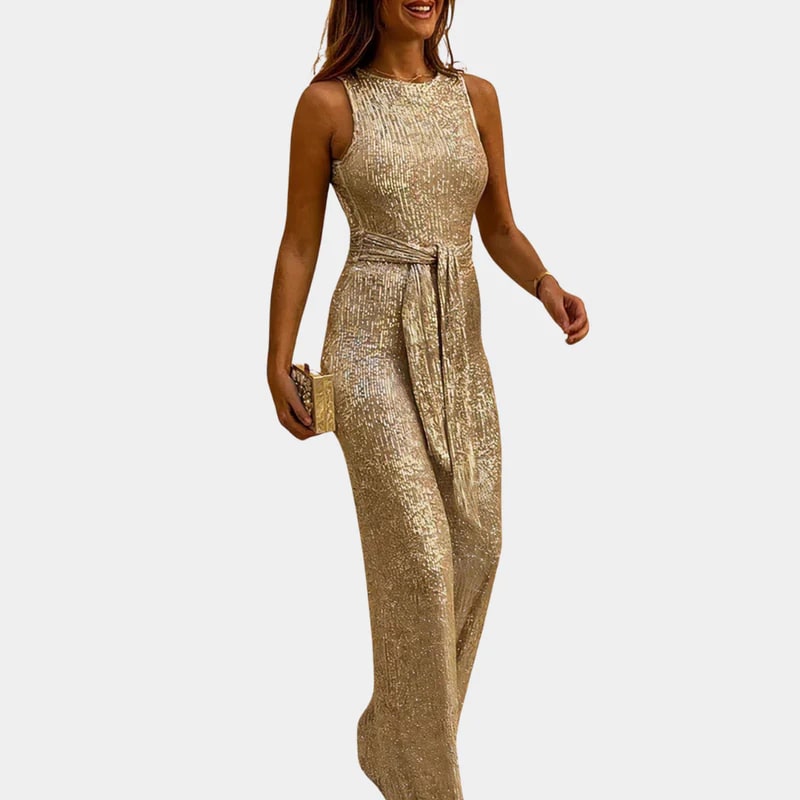 Dames Maxi Jurk – Mouwloos – Glanzende Pailletten – Elegante Pasvorm – Gala Stijl