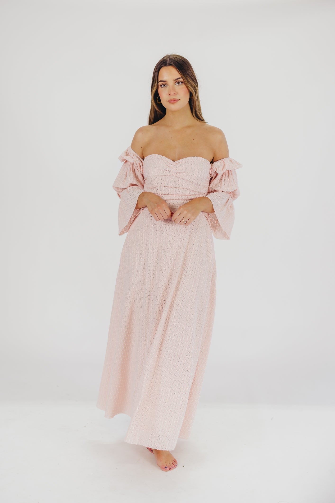 Maisie | Maxi Jurk met Ruches en Open Rug