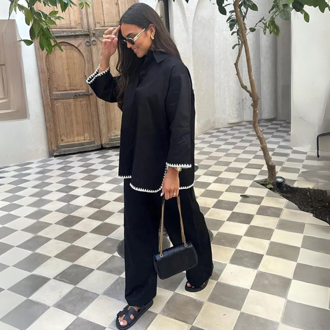 Fashion-Forward Two-Piece Women's Set with Wide Legs