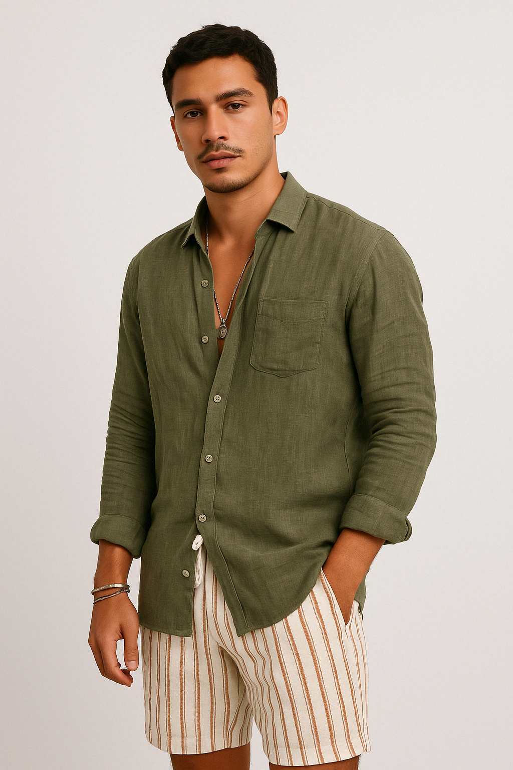 Men's Shirt – Long Sleeve – Relaxed Fit – Breathable – Button Closure – Casual