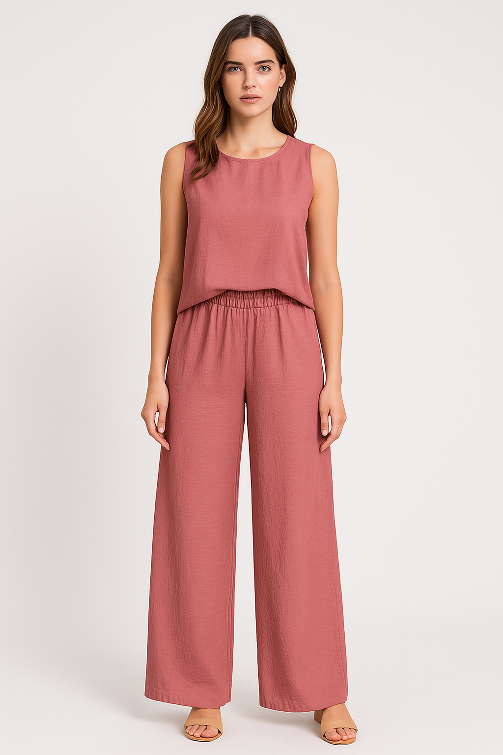 Ladies Pants – Wide Leg – High Waist – Front Pleat – Breathable Linen Cotton