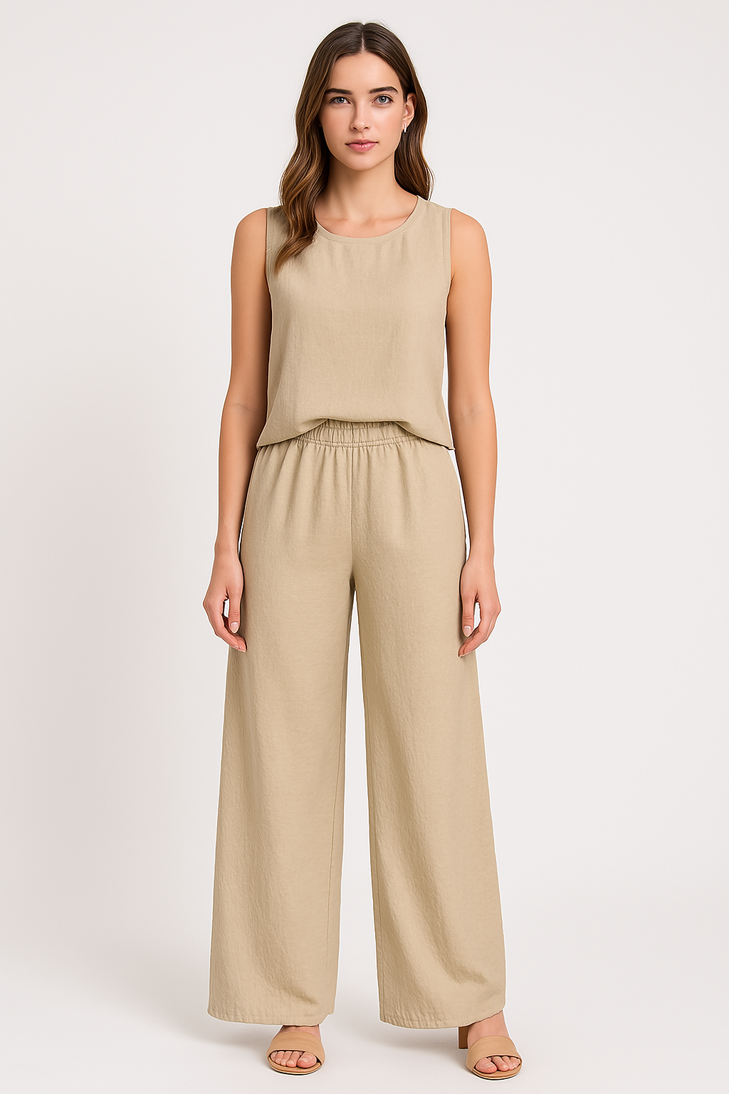 Ladies Pants – Wide Leg – High Waist – Front Pleat – Breathable Linen Cotton