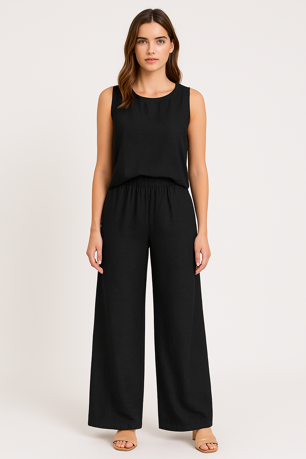 Ladies Pants – Wide Leg – High Waist – Front Pleat – Breathable Linen Cotton