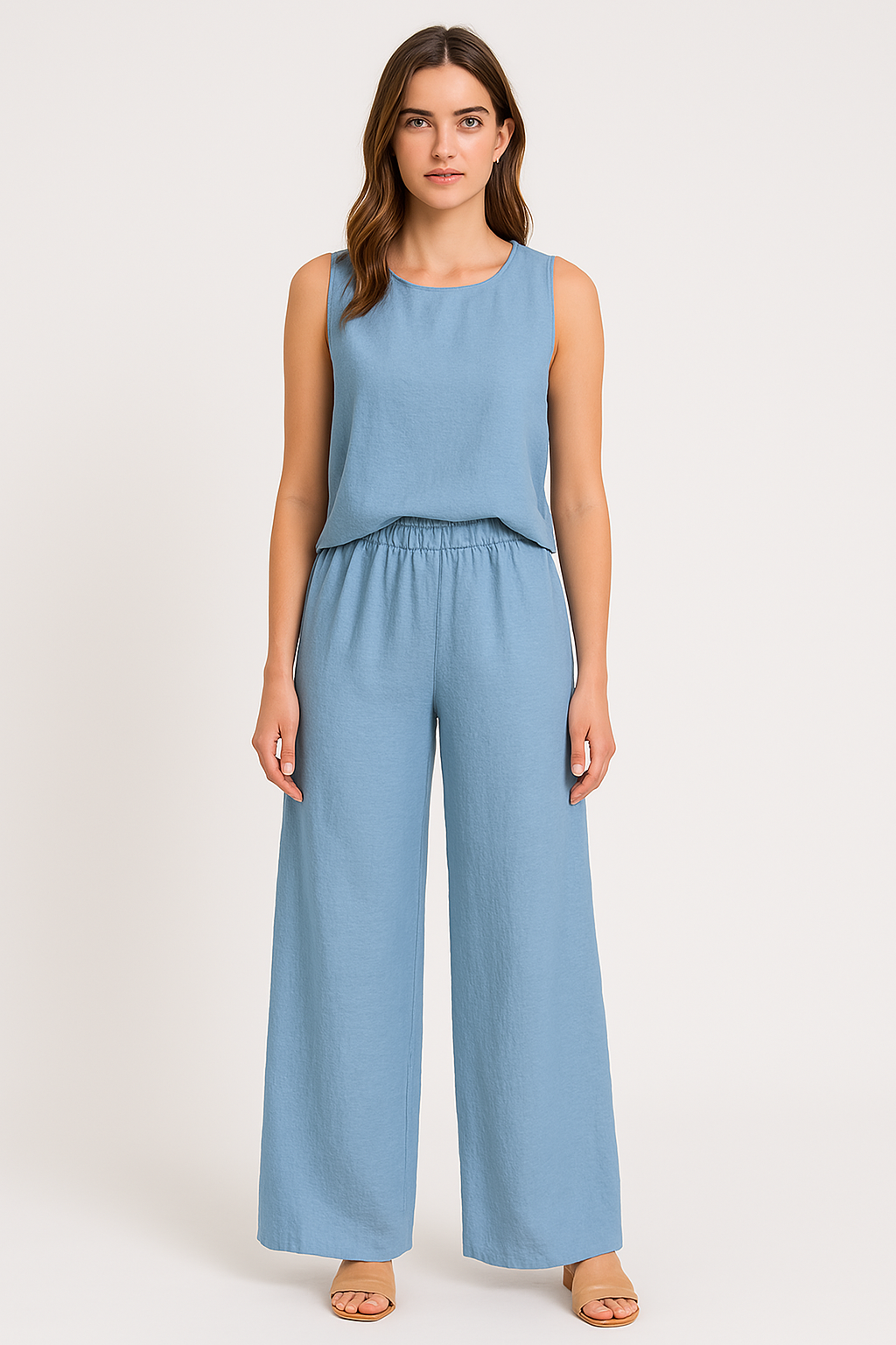 Ladies Pants – Wide Leg – High Waist – Front Pleat – Breathable Linen Cotton