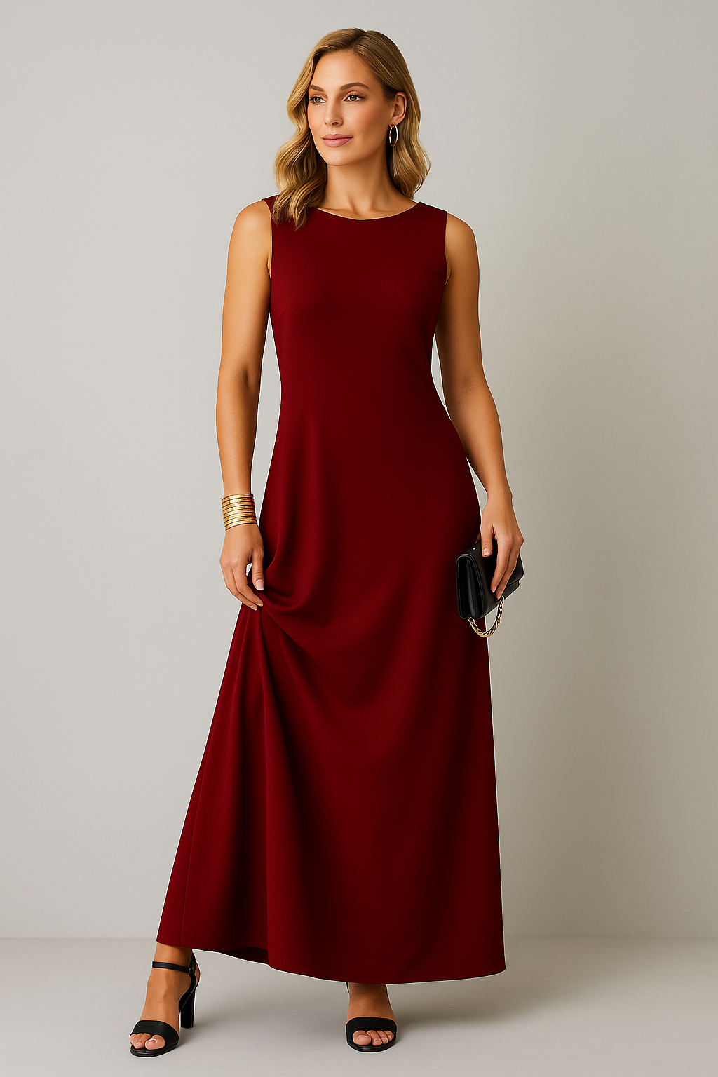 Women's Dress Sleeveless – Midlength – Relaxed Fit – Luxury Breathable Material – Minimalist Design