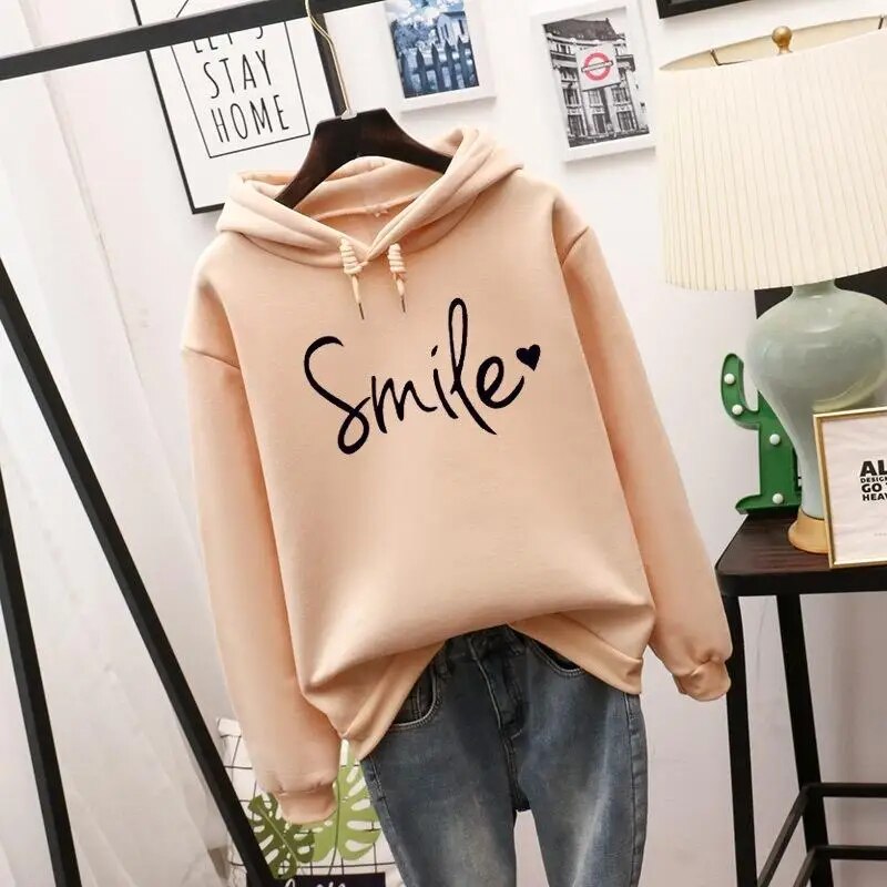 Samy - Leuke Hoodie met "Smile" Graphic voor Dames | Ideaal voor Herfst/Winter