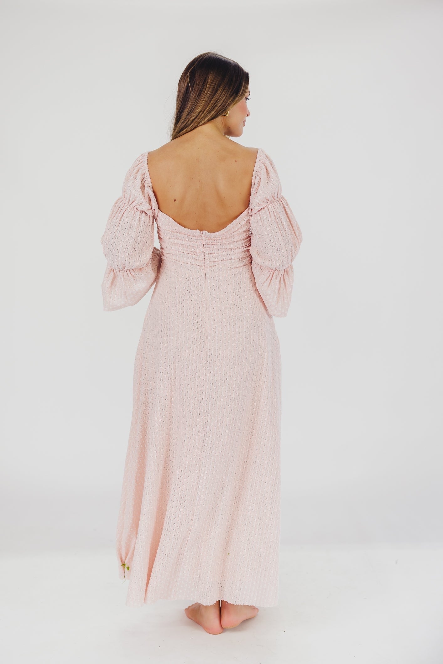 Maisie | Maxi Jurk met Ruches en Open Rug