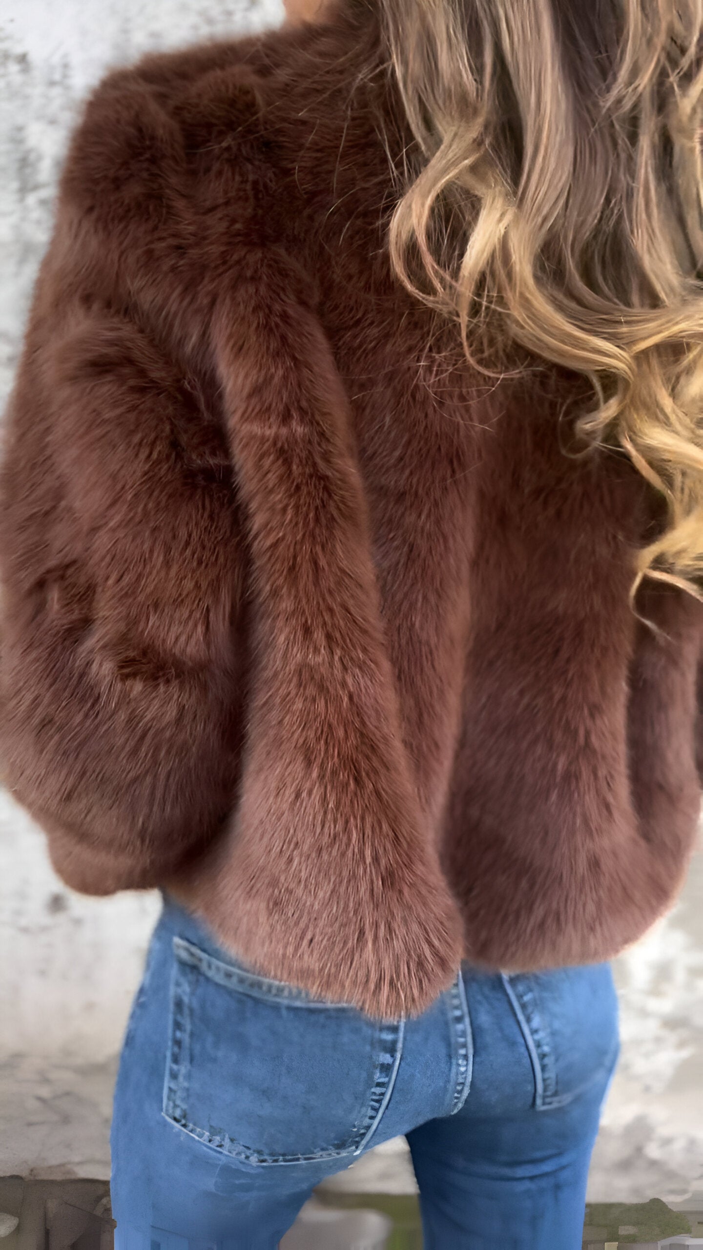 Dames Jas - Imitatiebont - Hoge Kraag - Regular Fit - Ritssluiting - Modieus & Warm