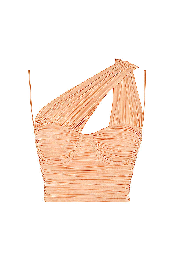 Elegant Geplooid Mesh Korsettop