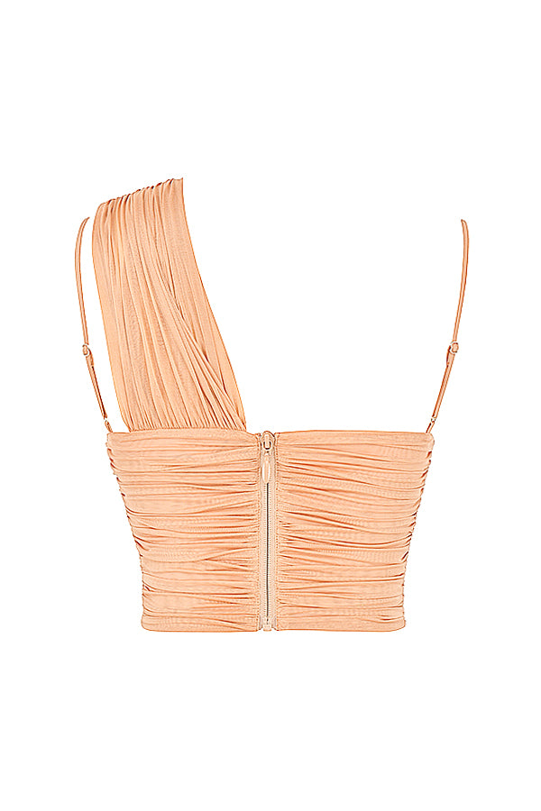 Elegant Geplooid Mesh Korsettop