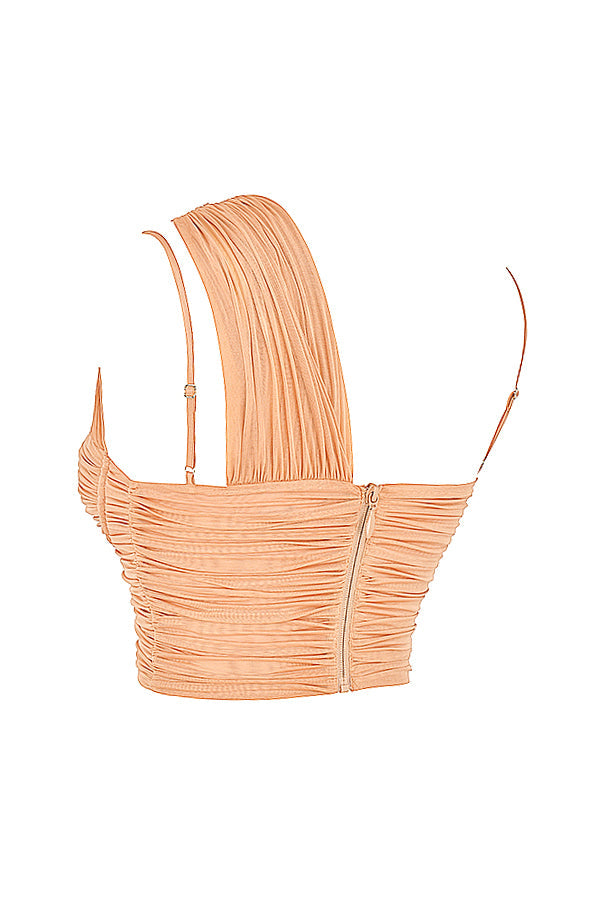 Elegant Geplooid Mesh Korsettop